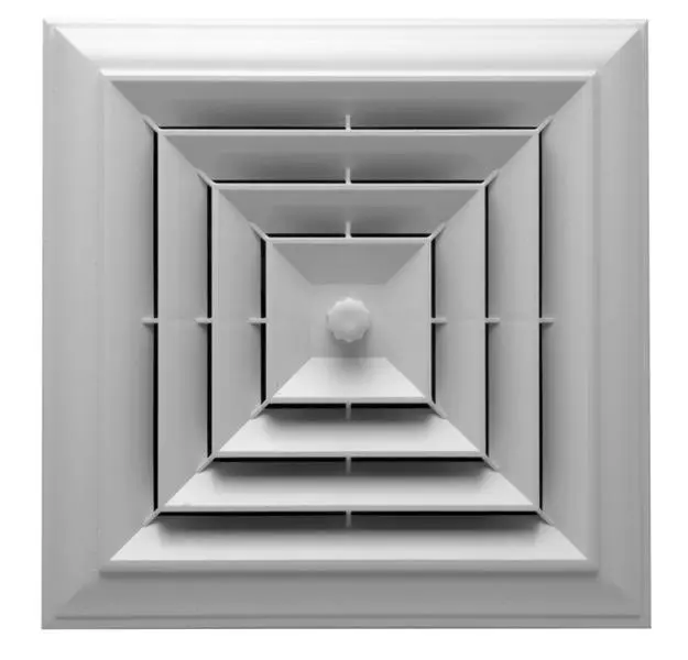 212 MAIN Havaco Quick-Connect Paintable White Square Capital Crown Ceiling Diffuser with 8-7-6 in. Reducing Boot, Square Molding, Camo & Wood Grain Custom Graphics (Model HT-CCGRB-S1, Havaco Quick Connect Register Boot)