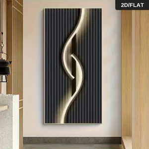 1PC 2D Flat Modern Minimalist Style Artistic Light and Shadow Interwoven 3D Decorative Painting Living Room Entrance Hall Corridor Art Hanging Canvas Artwork Frameless Canvas Wall Art Abstract Lines Home Wall Decor, Decoration