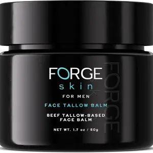 FORGE SKIN Wrinkle Defense Beef Tallow Balm for Men [TALLOW-BASED] Moisturizer for Face Hydration - Hydrating Anti Aging Skin Cream - Natural Facial Skincare Lotion with Essential Oils (1.7 OZ) Blend Daily Gentle Kit Nourishing Restore Rosemary Scent Shea