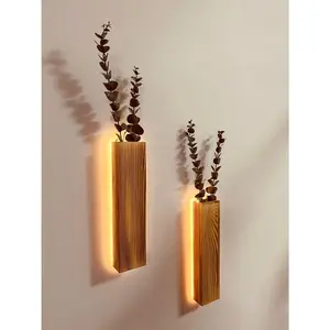 Artificial Eucalyptus with LED Lights Wall Planters Rustic Wall Decor with Lights Wall Sconces Fake Vines for Room Decor Home Be