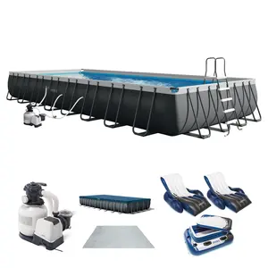 INTEX 32ft x 16ft x 52in Ultra XTR Rectangular Pool , Floats (2 Pack), & Cooler