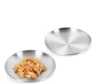 2PCS Whisker Friendly Cat Dishes Set,Stainless Steel Shallow Cats Bowls,Wide Metal Food Bowl,Outdoor Kitten Small Animals Feeding Wet Dry Food Dish