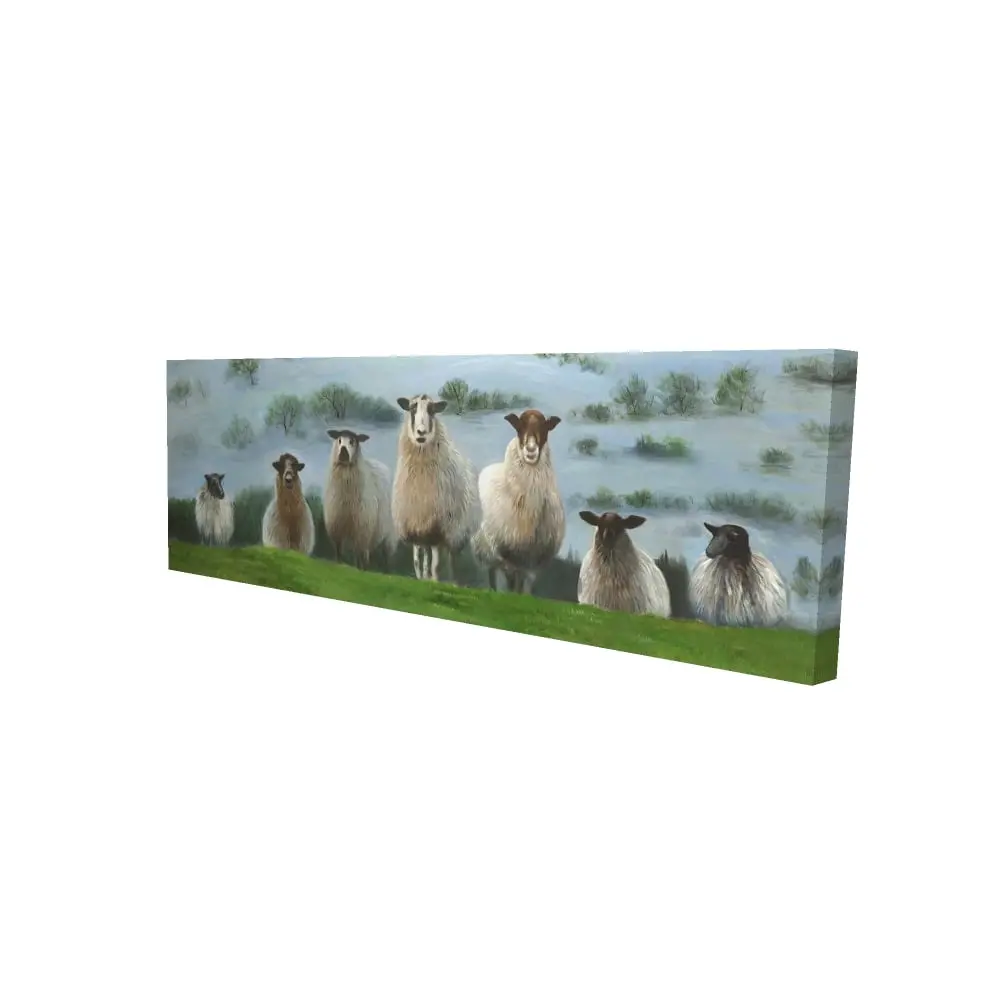 Begin Home Decor 2080-1648-AN313 16 x 48 in. Flock of Sheep Canvas - Rustic Farm Animal Home Decor Art
