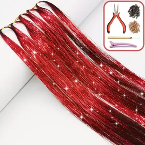 Hair Tinsel Kit with Tools and Instruction Easy to Use 1000 Strands  Inches Glitter Tinsel Hair Extensions for Women and Girls, Sparkling Shinny Fairy Hair Accessories for Christmas  Year