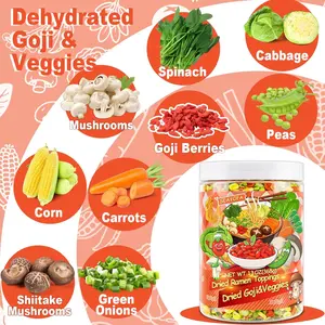13oz Mixed Dehydrated Goji & Vegetables, 9 Kinds Dried Ramen Toppings with Carrots, Corn & Cabbage, Freeze-Dried Veggies for Soups, Salads, Pizza & Camping Meals