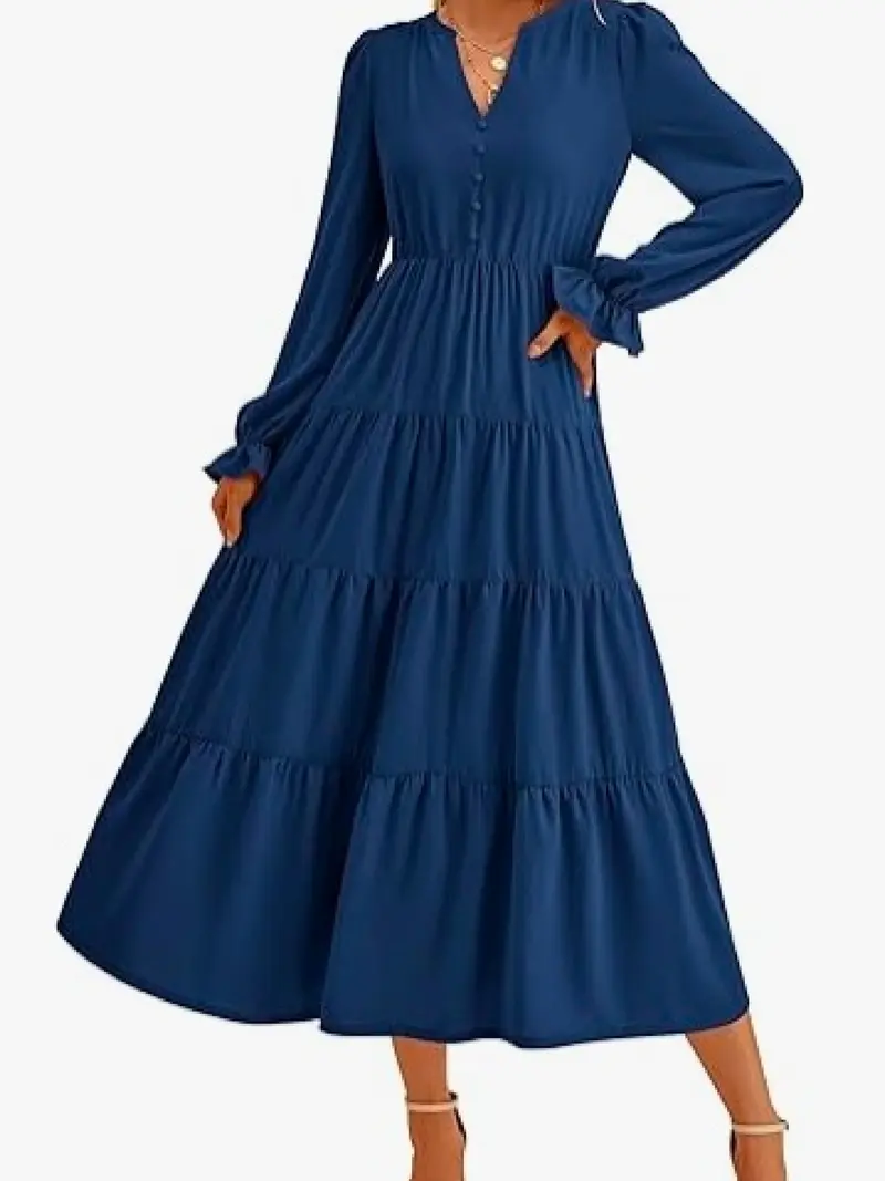 princess polly baby blue dress Blue Floral Long Sleeve Midi Dress - All Dresses main image 1