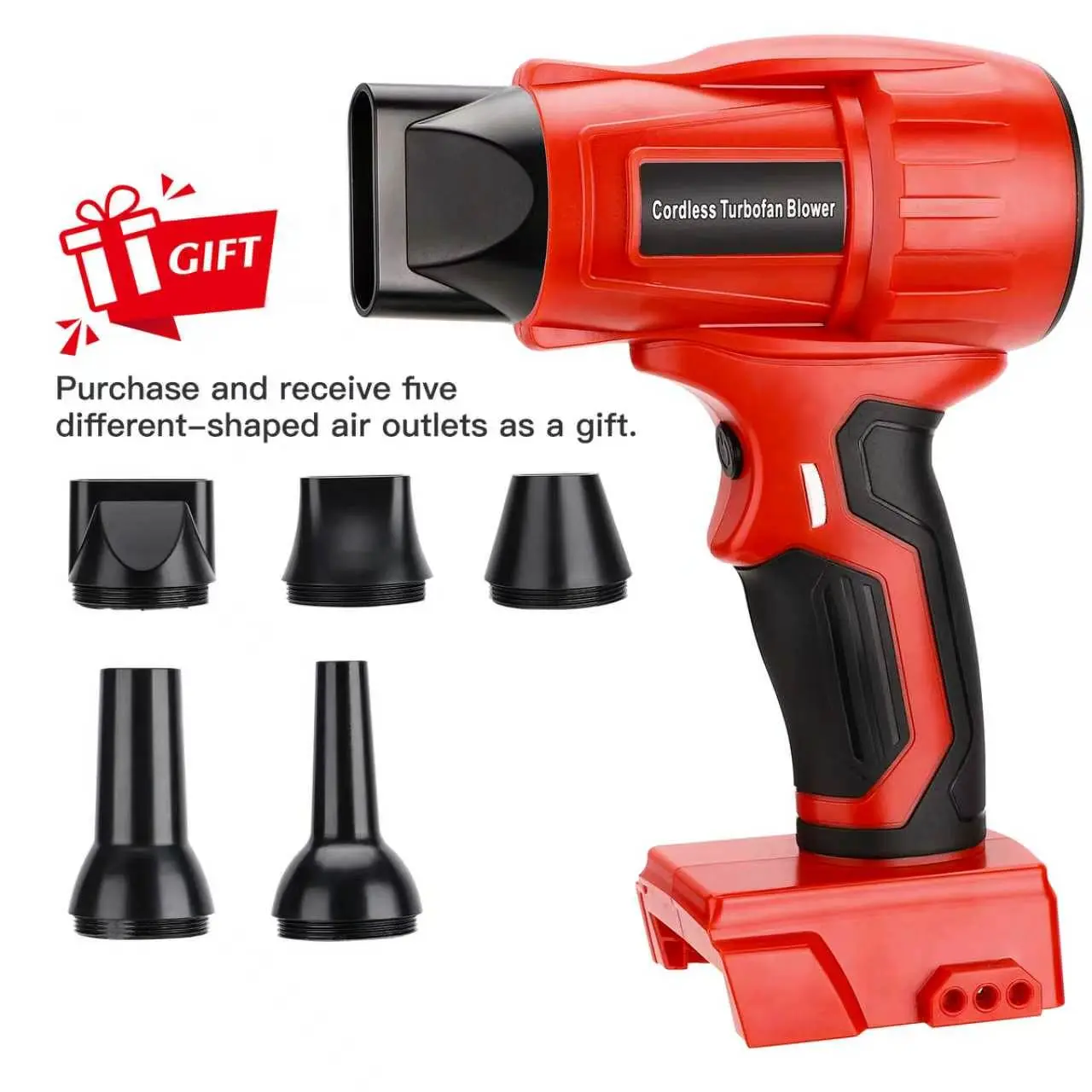 Cordless Turbofan Blower Compatible with Milwaukee M18 18V Batteries, 96000 RPM Brushless High-Speed Air Blower, 40m/s Handheld Electric Duster for Dust Cleaning, Leaf Blowing, Snow Removal, 5 Nozzles Included