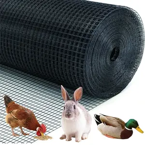 Black Hardware Cloth 48 in × 100 ft, 19 Ga 1/2 inch Black PVC Vinyl Coated Welded Wire Fence Supports Poultry Netting Chicken Coop Cover Wire Fencing Chicken Run