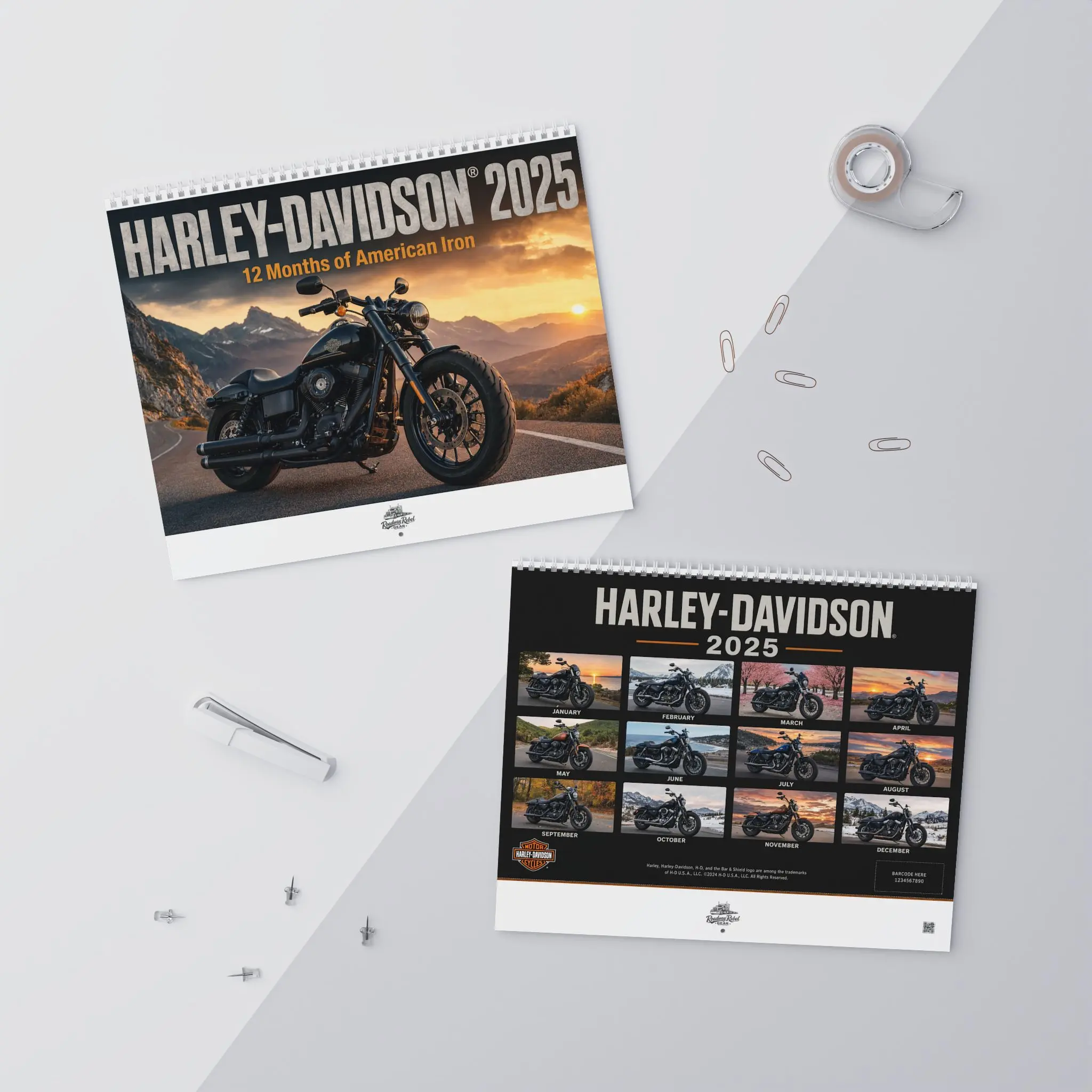 2026 Motorcycle Photo Wall Calendar, 12-Month Scenic Bikes Calendar for Motorcycle Lovers, Glossy Finish, Matte Writable Month Grids, Ideal for Maintenance Tracking & Meetups, Available In Two Sizes, Durable Construction