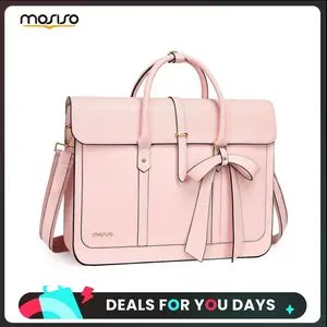 MOSISO 14-17.3 Inch PU Leather Laptop Bag for Women, Convertible Briefcase Backpack with Bowknot, Crossbody Shoulder Work Tote with 3 Compartments, Ideal for Office, Travel, Shopping & Daily Commute Business Computer Bag Working Bag