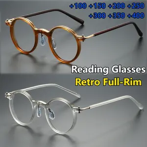 Trending Men's Retro Full-Rim Reading Glasses - Classic Round HD Presbyopic Glasses with Premium Quality Metal Frame & Hinge, Ideal for Daily Use and Social Events
