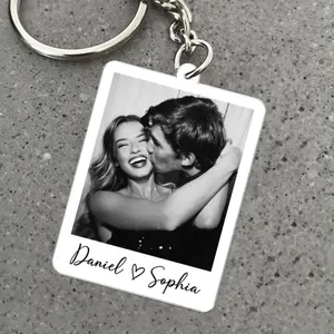 Valentines Day Gift for Him, Custom Photo Keychain, Couple Keychain, Boyfriend Husband Gift, Personalized Picture Keyring, Couple Gift