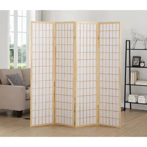 4 Panel Oriental Shoji Screen / Room Divider, Natural,Folding (Using high-quality and premium materials),Room Dividers,Room Divider Privacy Screens,for Home Office Bedroom,Stable and sturdy