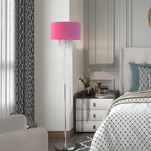K9 Crystal Floor Lamp, Fancy Bling Tall Lamp with Silk Shade, Elegantes Luxury Glam Rain Lamp Lighting Home Decor for Livingroom Bedroom Corner target lamp