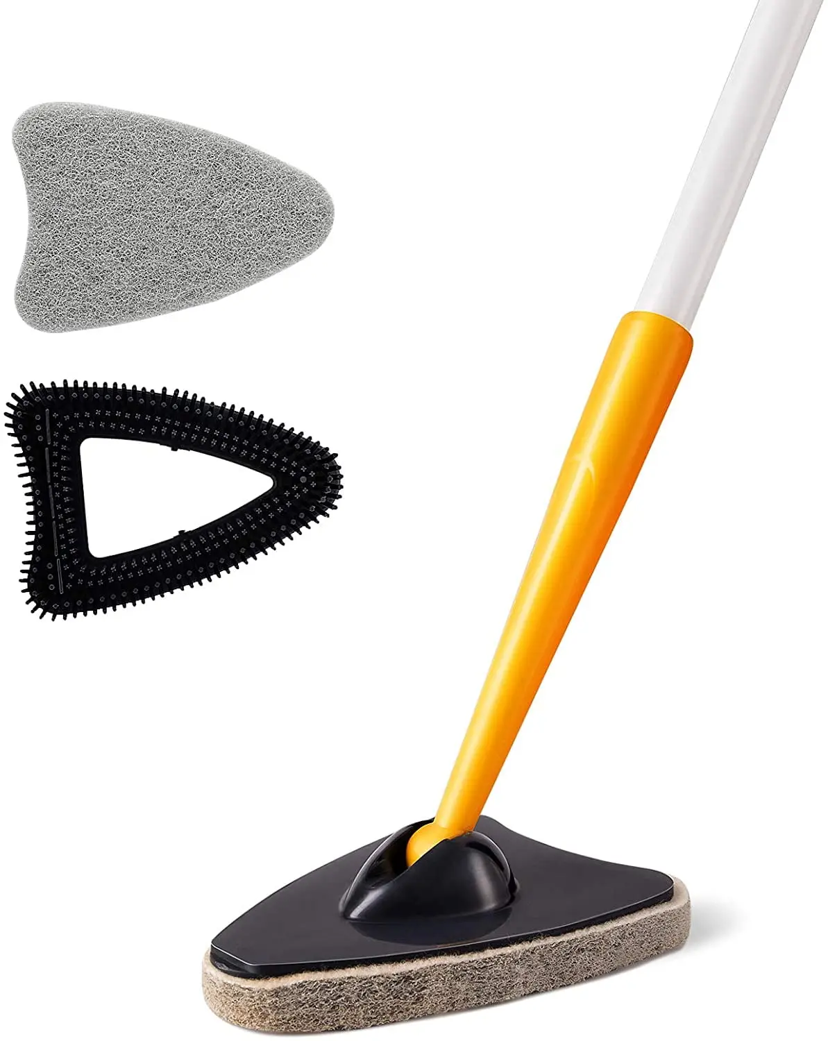 Tub Tile Scrubber Brush 2 in 1 Cleaning Brush Pole Stiff Bristles Scouring Pads for Cleaning Bathroom Kitchen Toilet Wall Tub Tile Sink Non-scratch