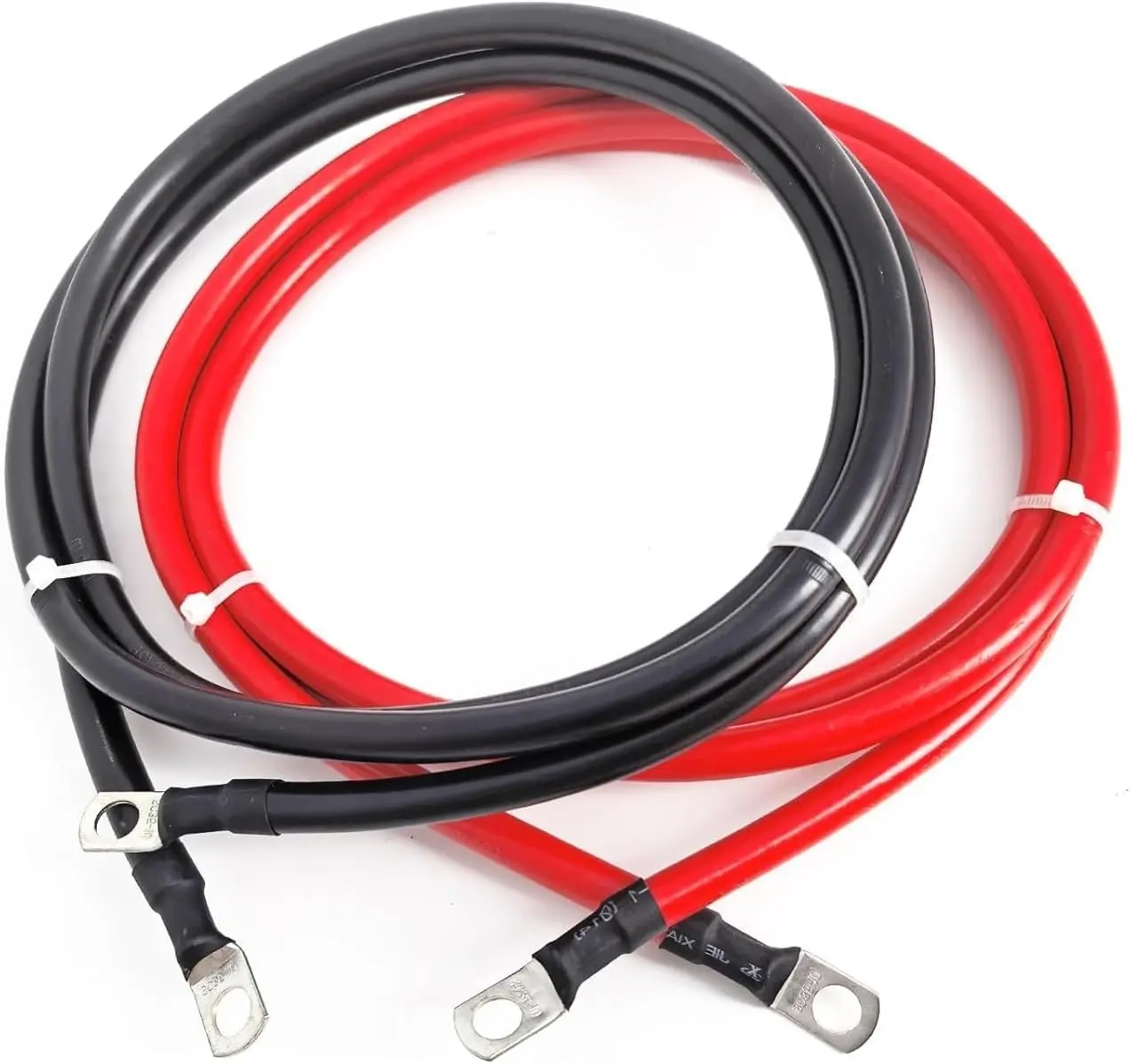 2 AWG Battery Cable 2 Gauge Pure Copper Battery Inverter Cables with 3/8 in Lugs Both Ends Power Inverter Wire Set for Automotive Solar Marine Boat RV Car Motorcycle 5FT