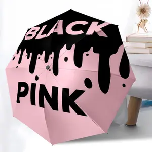 Black Pink Printed New Universal Umbrella, Automatic Folding Umbrella, Portable Foldable Design Travel Umbrella, Outdoor Umbrella, Black Friday, Christmas, Birthday Gift D1667