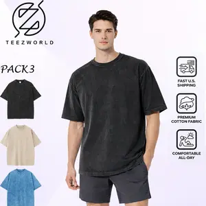 Premium 3-Pack Oversize T-Shirt Bundle, Vintage Wash Oversize Cotton Tee Relaxed Fit Streetwear Style Soft Breathable Fabric Comfortable All-Day Wear Durable Quality Basic Essential