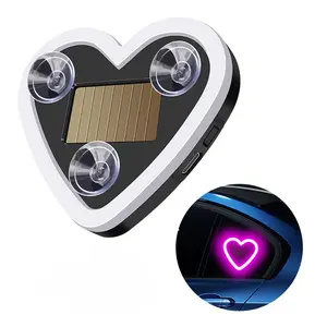 Heart Shaped Solar LED Neon Ambient Light IP65 Waterproof Romantic Decoration Light Perfect For Car Interior Home Garden Outdoor Party Decor-MM1