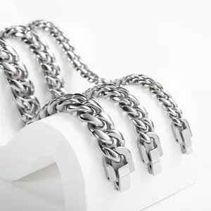 Men’s Thick Titanium Steel Cuban Chain Necklace, Stainless Steel Jewelry Clasp, Bold Polished Round-Link Fashion Accessory
