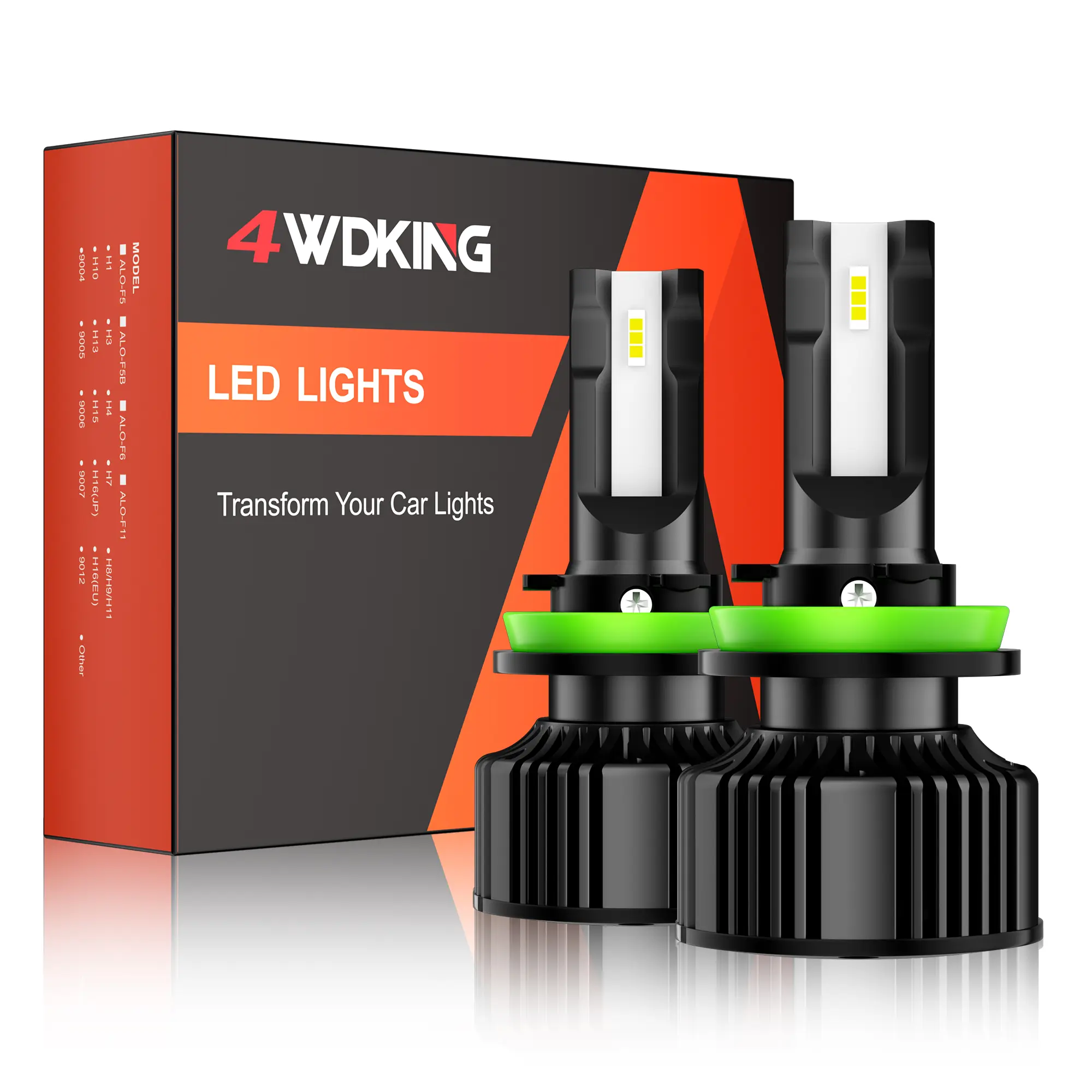 4WDKING H11 led light bulb, 6500K 300% Brightness Upgraded led lights, 12000 Lumens Plug and Play, Non-polarity,2PCS