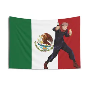 inspired Mexican flag, Mexico, Yuji, itadori, anime, wall tapestry