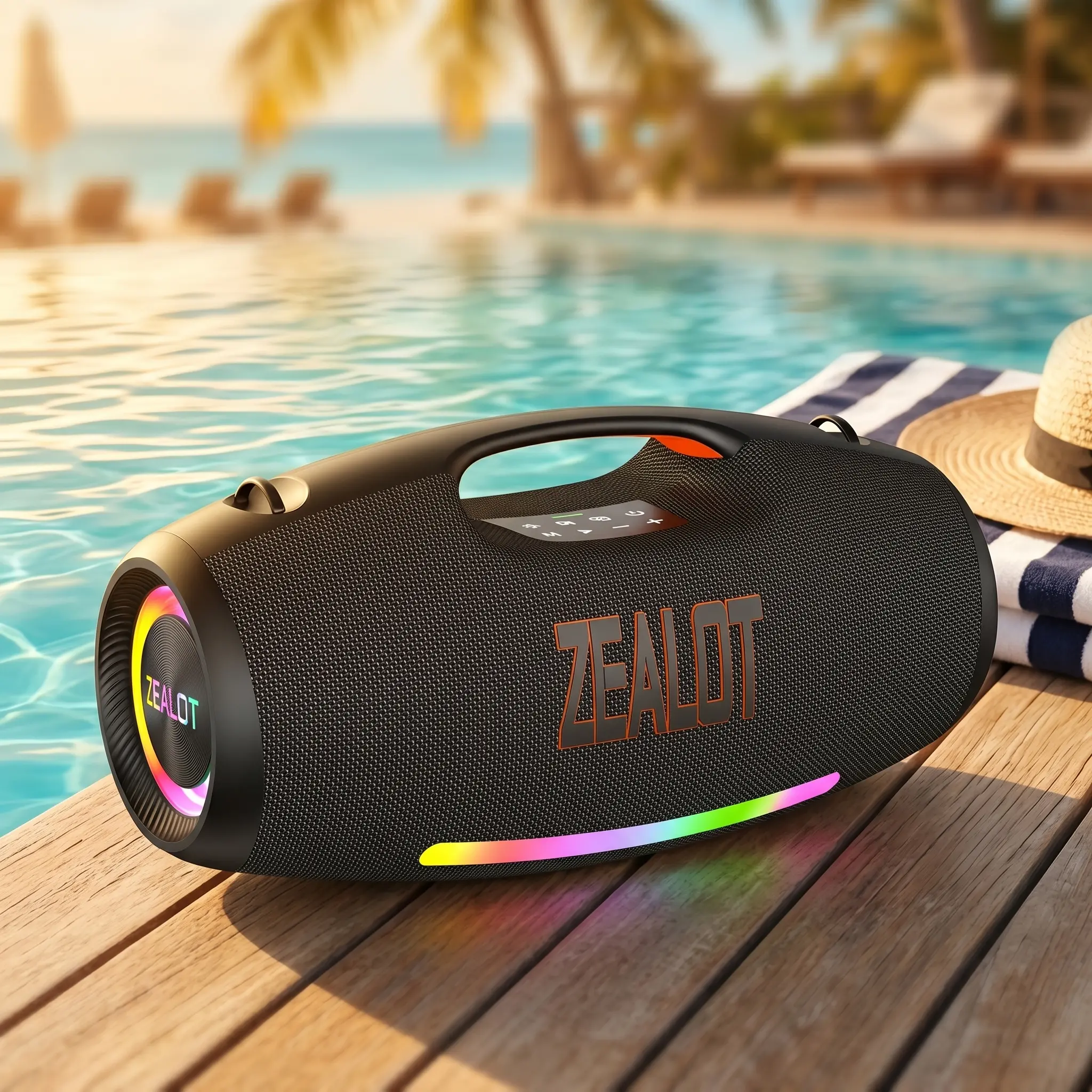 330W Maximum power【ZEALOTS】Portable wireless speaker, high fidelity sound and audio, desktop Bluetooth speaker surround sound, TWS pairing, 48000mAh long battery life, supports USB/TF card/AUX/BT smartphones. Ideal choice for family/car/party/camping fath