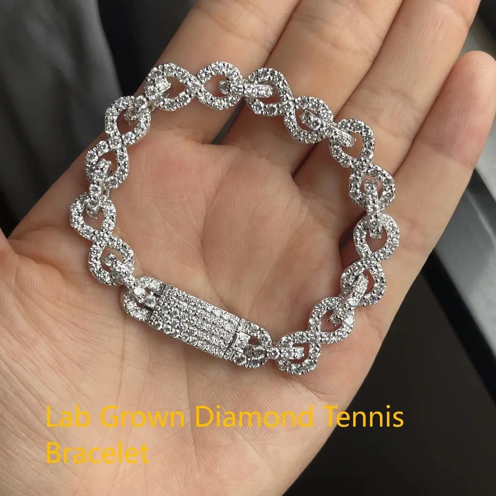 11.5CTW Round Cut VVS-VS DEF 10K White Gold Beautiful Diamond Tennis Bracelet For Lady Hight Quality Jewelry