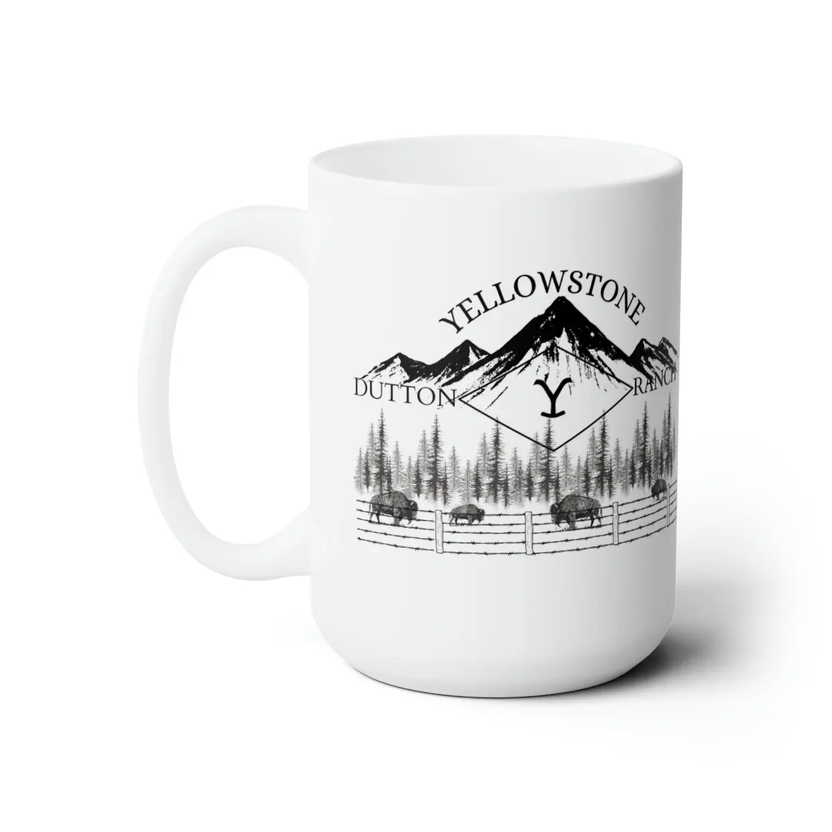 Montana Mountains Yellowstone Dutton Ranch TV Series Coffee Cup Ceramic Mug 15oz