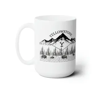 Montana Mountains Yellowstone Dutton Ranch TV Series Coffee Cup Ceramic Mug 15oz