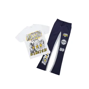 Racing Grung White/Navy T-Shirt/Stacked Baggy Track Pant Set