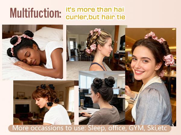 BONNET QUEEN Heatless Hair Curler Set (2Pcs), Heatless Curls Overnight with Satin Hair Rollers, All-in-One Curling Rod for Hair Curlers to Sleep In, Cream Pink(For Bouncy Curls)