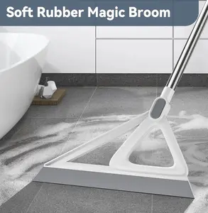 Removes dust, pet hair, tile grime, and liquids; suitable for hardwood floors; household cleaning tool; retractable silicone floor squeegee for home use; bathroom glass and floor squeegee; multi-purpose mop; suitable for wet and dry cleaning