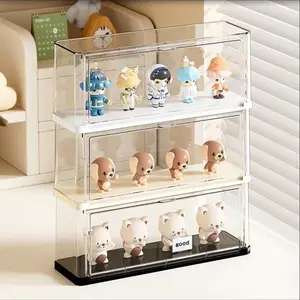 Acrylic Display Case for & Collectibles - Dustproof Stackable Showcase with Adjustable Shelves - Ideal for Mini Figures, Toys & Jewelry Display