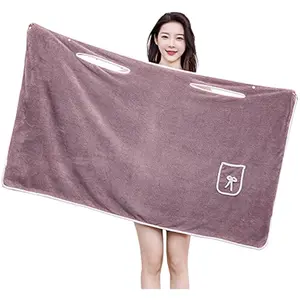 Womens Shower Spa Wrap Towel Bathrobe Set – Soft Cozy Spa Wrap with Snap Closure, Off Shoulder Bathrobe Dress for After Shower, Pool, Sauna
