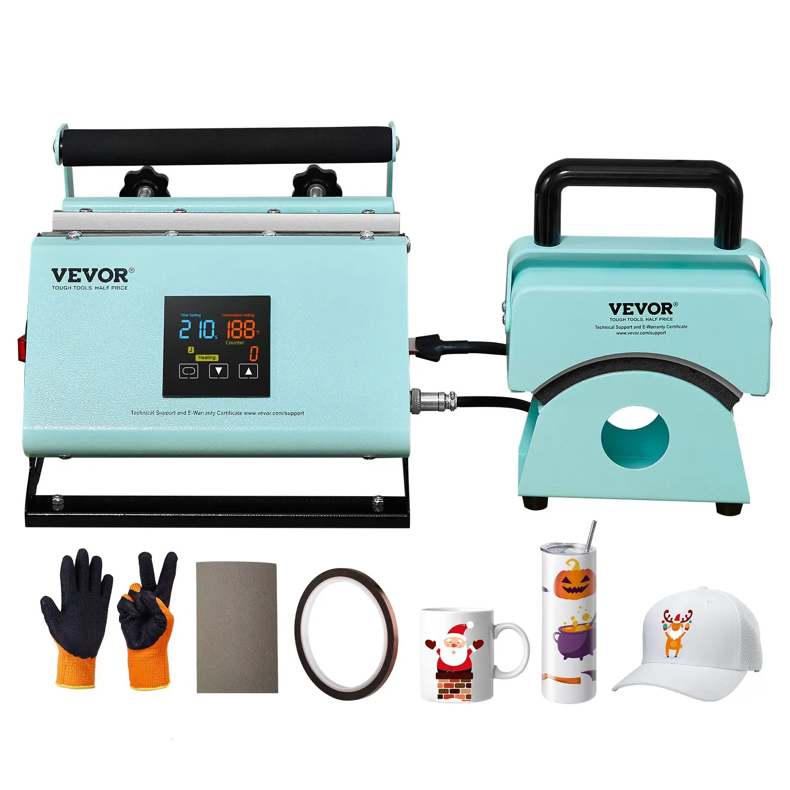 【DealsForYouDays】VEVOR 2-in-1 Multifunction Portable Heat Press Machine - 2-in-1 Customization, DIY Projects, 11 oz to 30 oz Sublimation Tumbler Compatible, for Caps/Hats/Mugs, 40°C to 205°C, Premium Materials, Efficient and Convenient, Vivid Patterns