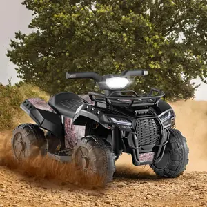 costzon 6V Electric Kids ATV Quad, Battery Powered Electric Vehicle w/Storage Basket, Headlight, Foot Pedal, Wear-Resistant Wheels,Father's Day Gift