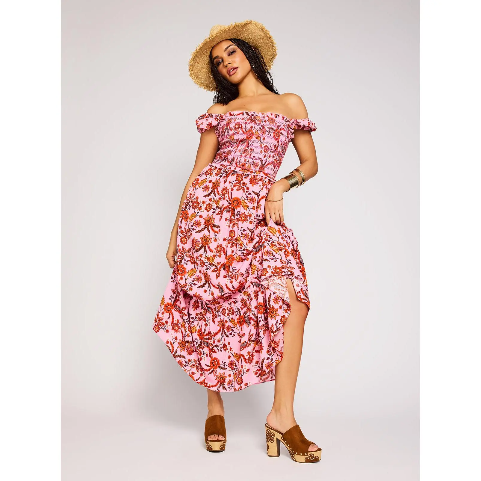 Clarice Maxi Dress in Rosebloom Wild Jacobeans