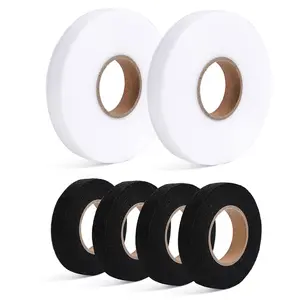 Iron On Hemming Tape - 2 Rolls 1.5 cm x 70 Yards Each & 4 Rolls 1.5 cm x 27 Yards Each - Adhesive for Fabric Tape No Sew Hemming Tape for Clothes Pants Dresses Curtains, White & Black