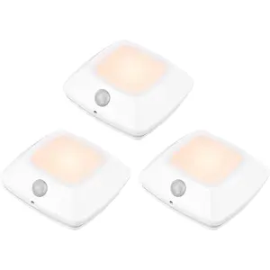 Motion Sensor Tap Light, Operated Push Lighting,  Puck Lights, Stick-Anywhere Under Cabinet Counter Lights,Easy to Install for Stair/Kitchen/HallwayWhite, 3Pack