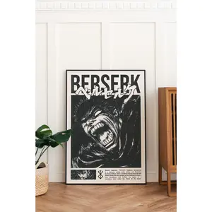 Berserk Poster Manga Art Anime Wall Print Minimalist Guts Wall Decor.