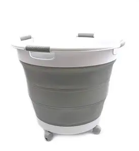SAMMART Collapsible Laundry Basket with wheels - Foldable Pop Up Storage Container/Organizer with wheels - Portable Washing Tub - Space Saving Hamper/Basket with wheels