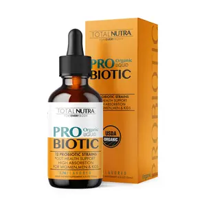Total Nutra Pro Liquid Organic Probiotic Supplement - USDA Certified Organic Acidophilus Blend for Gut Health - Vegan Formula with 12 Strains - 4 fl oz Bottle