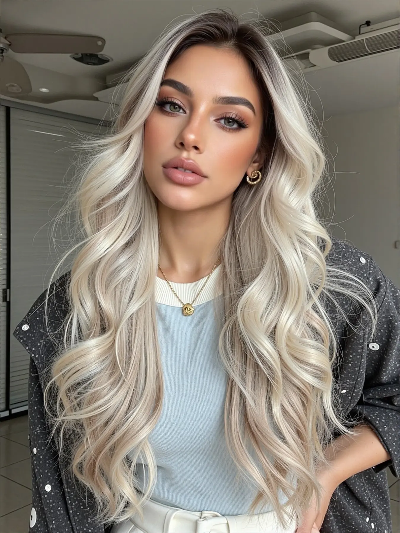 13x6 Lace Front Wig, Highlighted Silver Color, Long Curly Hair, Heat Resistant, Comfortable, Natural Look, Easy Wear, Trendy Essential, Lace Closure Wigs