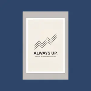 Always Up Stock Chart Minimalist Investor Poster | Cream Navy Fine Line Financial Wall Art | A3 Premium 220 GSM Hard Paper | Entrepreneur Investor & Trading Room Office Decor Print