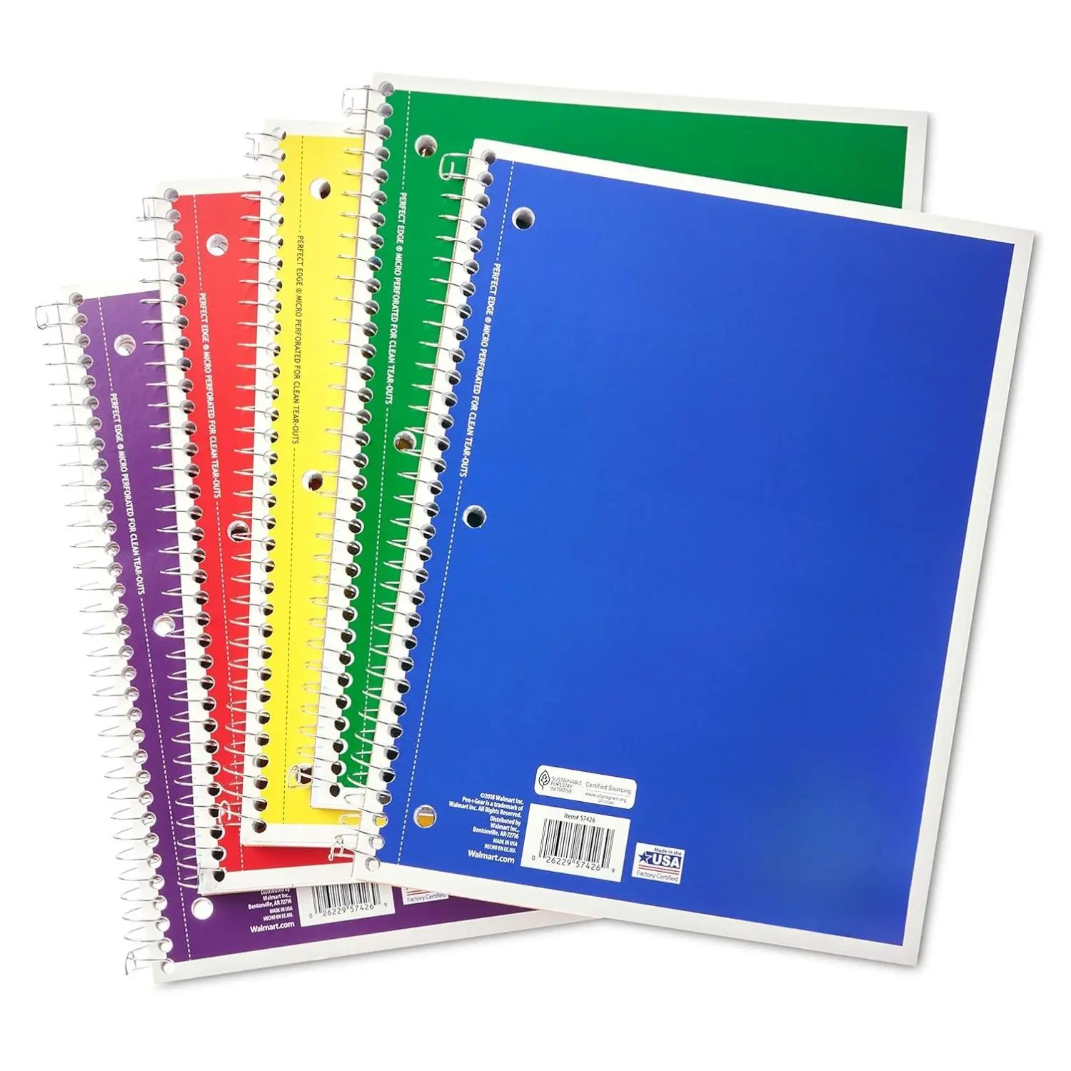 Pen + Gear Single Subject Spiral Bound Notebook, College Ruled, 70 Pages, Micro Perforation Edges, 8" x 10.5", Pack of 6 Assorted Colors, Workbook, Stuff for School Office Stationery Essentials, Easy Page Tearing