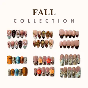 NailPhoria FALL Collection - Handmade Press-On Nails | Reusable, Salon-Quality, Long-Lasting, Glossy Design