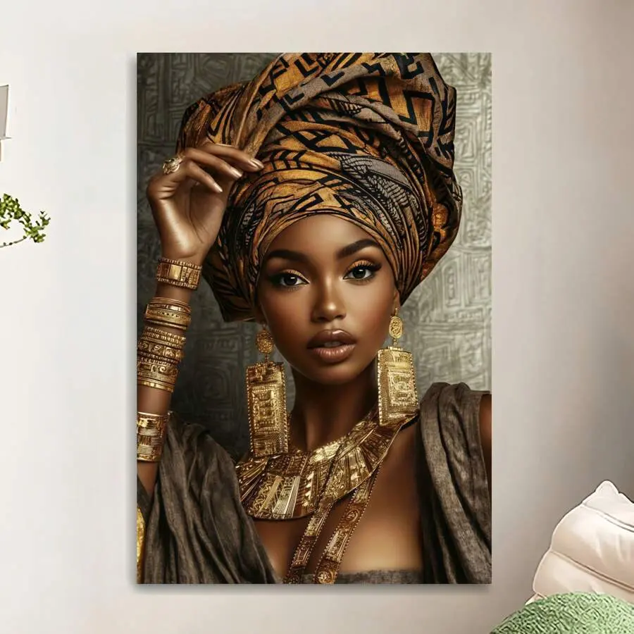 1-Piece Multicolor African Queen Frameless Pop-Printed Canvas Wall Art - Waterproof Home Decor Wall Decoration for Bedroom, Balcony - Ideal Holiday Gift for Wardrobe Styling, Classroom Accents, Kid Room, Graphic Figure