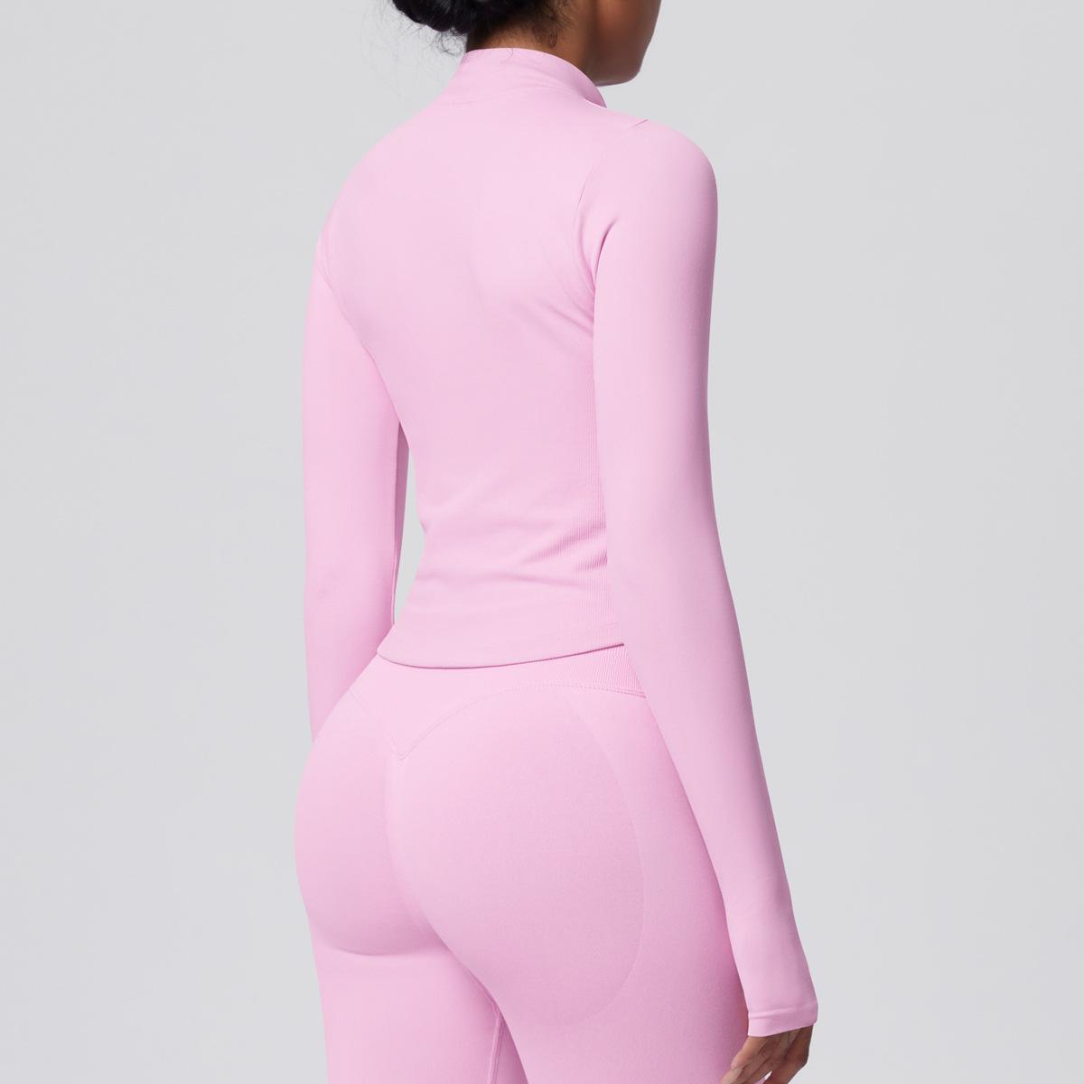 Women's Ribbed Cropped Yoga Jacket, Breathable Long Sleeve Zip-Up Compression Activewear with Thumb Holes for Gym & Running, Plus Size, Female, Large, Normal Type, Thumbhole Cuff, Tight, Slim-Fitting, Stretchable, Thumbholes, Slim Fit, Stretch Fabric