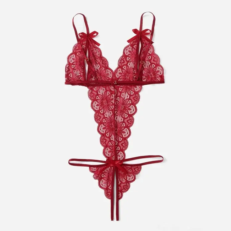 Women Teddy Lingerie Lace Teddy Bodysuit Deep V Teddy with Bow Detail Sexy  lingerie Adjustable straps Bodysuit boudoir nightwear sleepwear Lace open  cup woman sexy lingerie - TikTok Shop